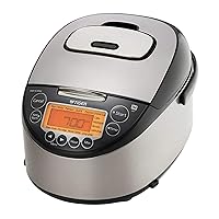 Tiger Corporation JKT-D18U 10-Cup Capacity Induction Heating Electric Rice Cooker with 12 Menu Setting, 24-Hour Keep Warm Setting, Spatula and Measuring Cup (Black and Stainless Steel)
