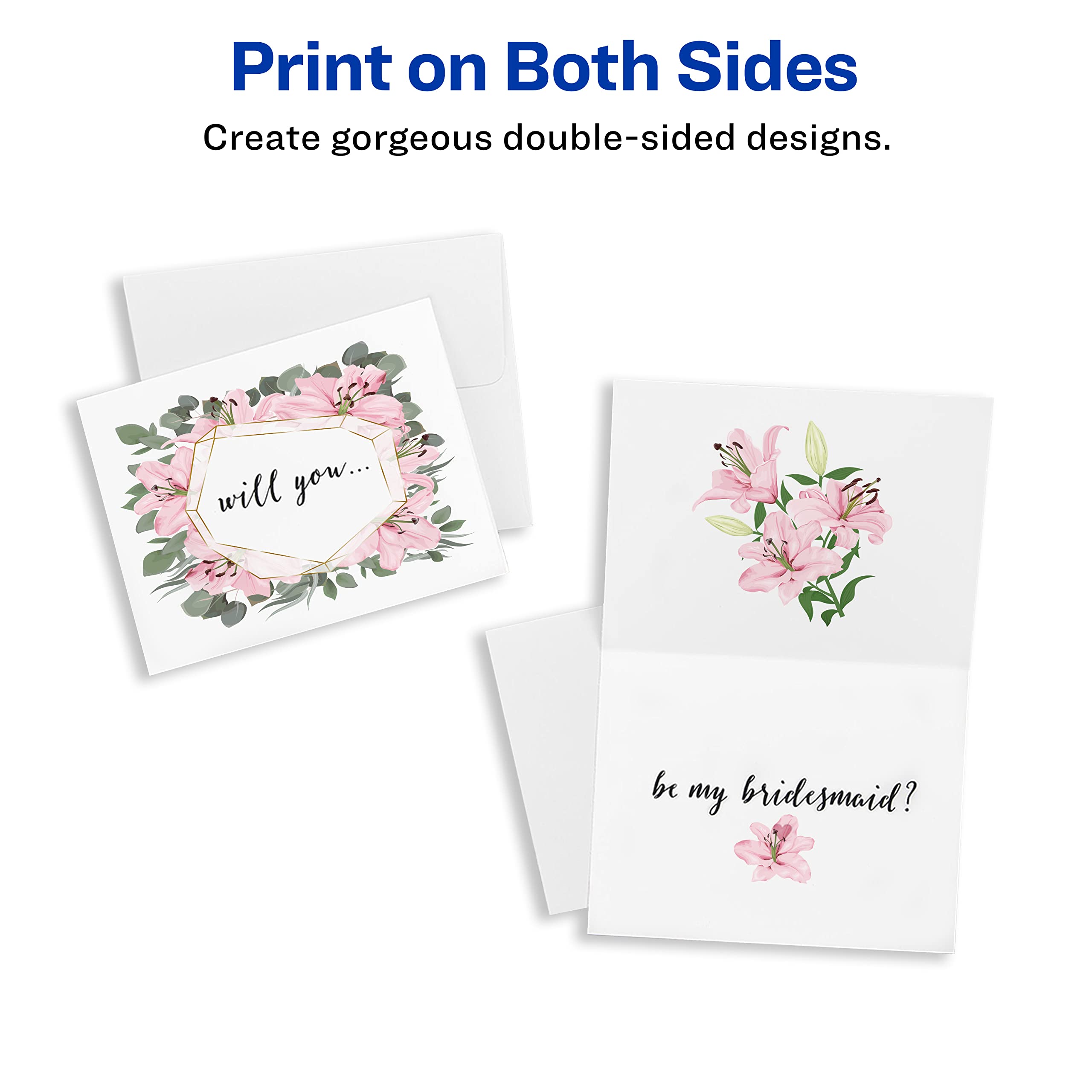 Avery Printable Note Cards, Laser Printers, 60 Cards and Envelopes, 4.25 x 5.5 (5315)