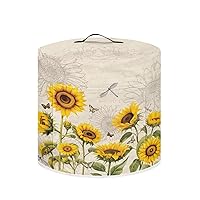 Air Fryer Cover Pressure Cooker Dust Cover, for 6 Qt Instant Pot Crock Pot Kitchen Appliance Cover, with Top Handle and Accessories Pockets for Home Decoration, Sunflower Dragonfly Retro