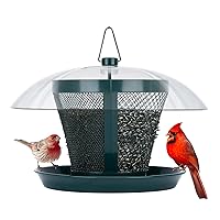 Bird Feeder for Outside Metal Mesh Wild Bird Feeder with Weatherproof Dome Dual Feeders 2.5 lbs. Seed Capacity for Finch Cardinal