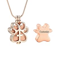 Pet Cremation Jewelry for Dog/Cat Paw Stainless Steel Memorial Locket Urn Necklace with Hollow Urn Cremation Jewelry for Ashes