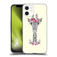 Head Case Designs Officially Licensed Monika Strigel Yellow Flower Giraffe and Stripes Soft Gel Case Compatible with Apple iPhone 12 Mini