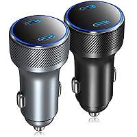 USB C Car Charger, OKRAY 2-Pack 40W Fast Charging Dual USB Type C PD3.0 Car Charger Cigarette Lighter Adapter Compatible for iPhone 15 14 13 12 11, iPad Pro/Air/Mini, Samsung GalaxyS23 Note20, Pixel 7
