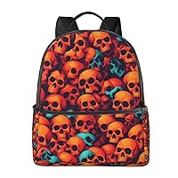 Skull Printed Patterns Backpack Fashion Printed Backpack Lightweight Canvas Backpack Travel Daypack