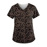 Novelty Working Uniforms Women Floral Printed Turtleneck Short Sleeve T Shirts Trendy Oversized Shirts for Women