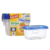 GladWare To Go Snack Food Storage Containers | Medium Rectangle Food Containers | Food Storage Container Holds 24 Ounces of Food | Glad Snack Food Containers, 4 Count Set
