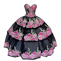 Amazing 2024 Floral Flowers Ball Gown Charro Quinceanera Prom Dresses Mexican Style Long Corset