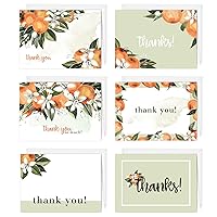 Little Cuties Clementine Thank You Greeting Cards / 24 Baby Shower Note Cards With White Envelopes / 6 Adorable Fruit Thanks Designs/Made In USA