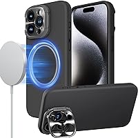 Nillkin for iPhone 15 Pro Case Silicone Upgraded[Compatible with MagSafe][Innovation Metal Camera Invisible Stand] Military Grade Protection Shockproof Phone Case for iPhone 15 Pro 6.1'' Black