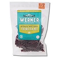 Werner Beef Jerky All Natural Meat Snack Half Pounder – High Protein Snack, Gluten-Free, No Artificial Ingredients, No Added MSG (8 Ounce) (Teriyaki)