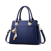 Top Handle Handbag for Women PU Leather Large Capacity Satchel Stylish Pendant Tote Bag Ladies Daily Work Shoulder Bag