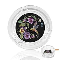 Flowers Hummingbirds Cigarettes Smokers Glass Ashtrays Ash Tray For Home Office Tabletop Desk Decoration