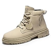 Mens Winter Fashion High-Top Soft and Breathable Outdoor Tooling Boots Comfortable Slip on Walking Shoes for Work Office Dress Outdoor
