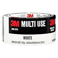 3M Multi-Use Colored Duct Tape, White with Strong Adhesive and Water-Resistant Backing, Multi-Surface 3M Duct Tape for Indoor and Outdoor Use, 1.88 Inches x 20 Yards, 1 Roll (3920-WH)