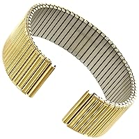16mm Hirsch Gold Tone Stainless Steel Stripe Relief Mens Expansion Watch Band 3140