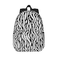 Black White Texture Print Patterns Backpack Lightweight Casual Backpack Double Shoulder Bag Travel Daypack With Laptop Compartmen