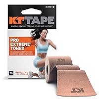 KT Tape, Pro Extreme Synthetic Kinesiology Athletic Tape, 20 Count, 10” Precut Strips