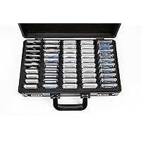 Coin Case Aluminum Slab Holder with Handle Coin holder display Case Compartments for NGC, PCGS & ANACS Slabs Collection Supplies Modern Cases for Collectors (50 Slabs)