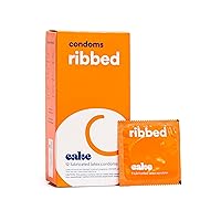 Hello Cake Ribbed Condoms, Lubricated Natural Latex with Ribbed Texture Condoms for Men - Natural Rubber Latex, Premium Silicone Lubricant, Chemical Free – 12 Count