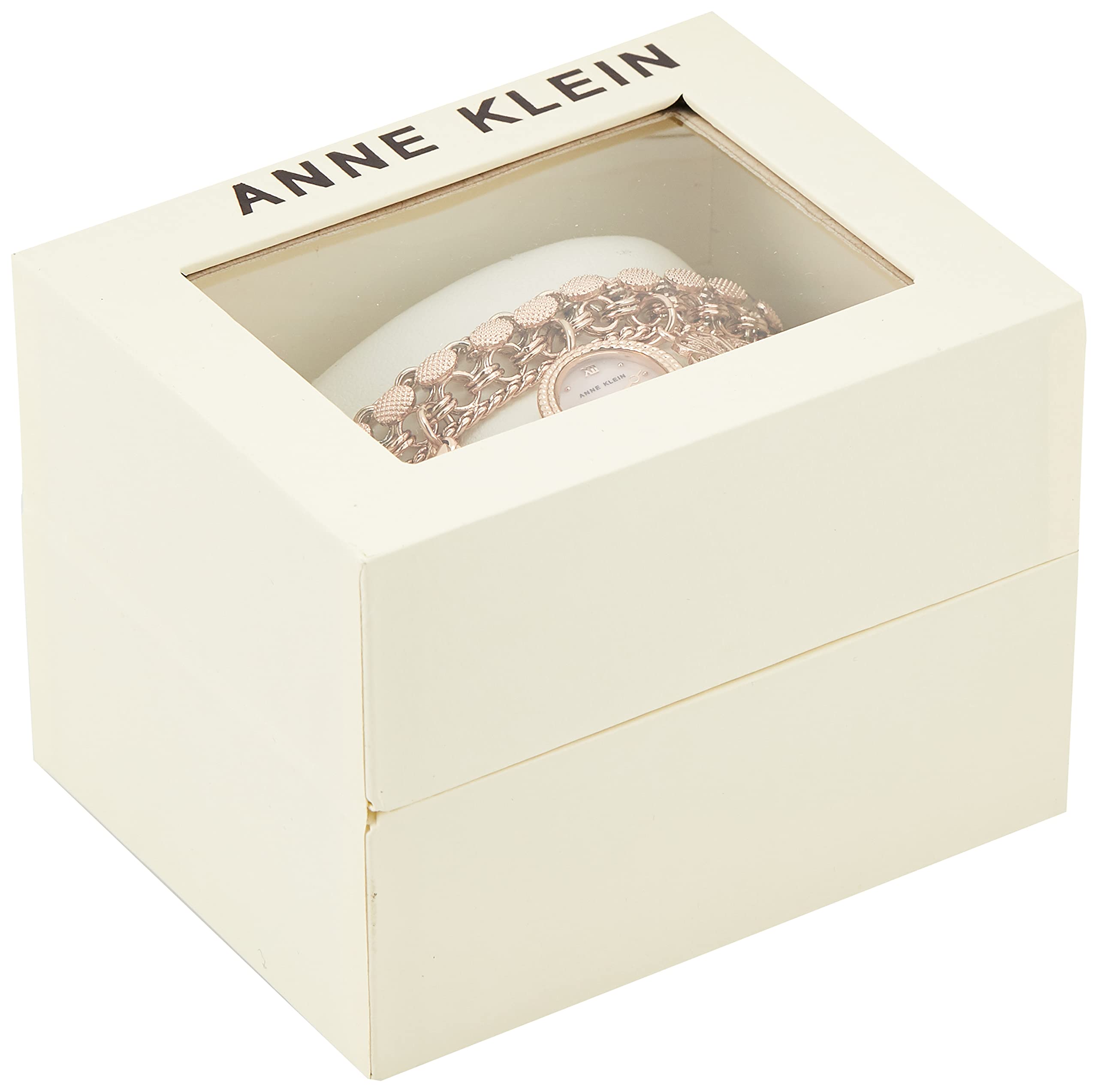 Anne Klein Women's Premium Crystal Accented Charm Bracelet Watch