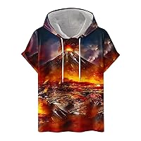 wodceek Men 3D Graphic Tees Lava Volcanoes Geology Shirt Novelty Graphic Cool Designs T Shirts for Mens Boys Hoodie Shirts