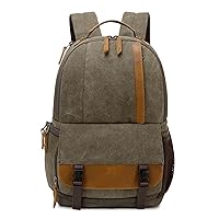 Canvas Camera Backpack with Tripod Holder Laptop Compartment Photographers Backpack DSLR Camera Bag for Nikon Canon Sony (Green)