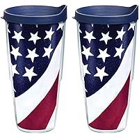 American Flag Colossal Tumbler with Lid, Clear, 24oz, 1 Count (Pack of 1)