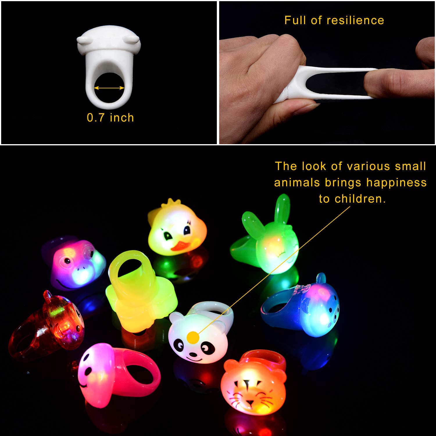 Mikulala 36 Pack Kids Birthday Party Favors,Goodie Bag Stuffers LED Light Up Rings Bulk Toys,Glow in The Dark Party Supplies,Classroom Prizes Cute Animal Treasure Box for Kids