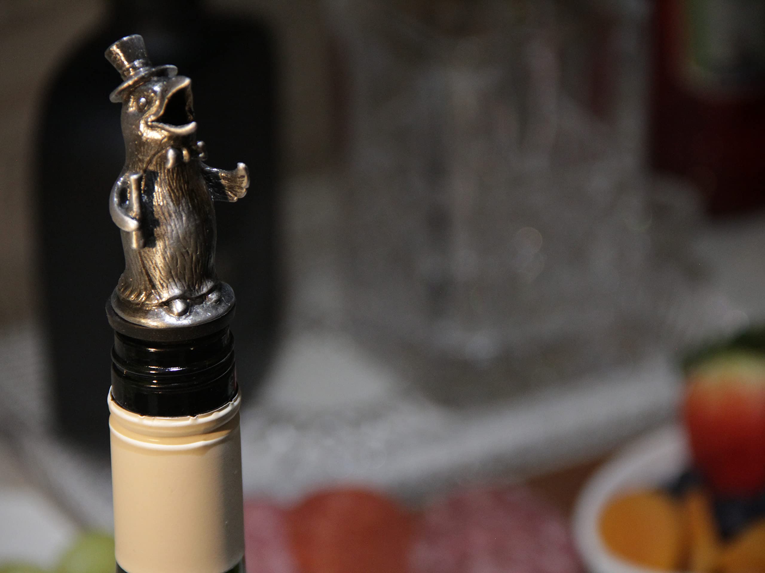 Happy Hour Penguin Wine Pourer, Standard, Pewter