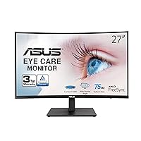 ASUS 27” 1080P Curved Monitor (VA27VQSE) - Full HD, 75Hz, 1ms, Adaptive-Sync/FreeSync, Low Blue Light, Flicker Free, VESA Mountable, Frameless, HDMI, DisplayPort, HDR-10, Height Adjustable,Black