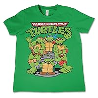 Officially Licensed Merchandise TMNT Group Unisex Kids T Shirts - Green 5/6 Years