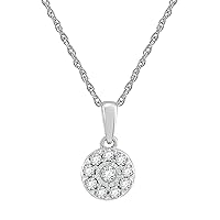 GILDED 1/4 ct. T.W. Lab Diamond (SI1-SI2 Clarity, F-G Color) and Sterling Silver Round Pendant with 18 inch Cable Chain and Spring Ring Clasp