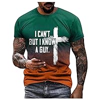 Contrast Colors Mens Shirt Letter Printed I Can't But I Know A Guy T-Shirt Crewneck Comfortable Stretch Summer