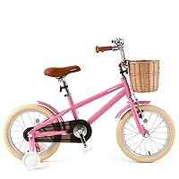 montresor Toddler Bike, Bicycle for Kids 3-5 Year with Removable Training Wheels, Bell, Kickstand, Basket, 16 inch, Birthday Gift for 4 Year Old Little Girl, Pink
