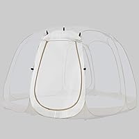 Alvantor Pop Up Bubble Tent - 10’ x 10’ Instant Igloo Tent - 4-6 Person Screen House for Patios - Large Oversize Weather Proof Pod - Cold Protection Camping Tent - Beige