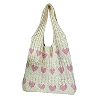 Ovida Crochet Tote Bag Mesh Beach Bag Fairycore Hobo Bag Fairy Grunge Aesthetic Shoulder Bag Y2k Purse for Women Girls