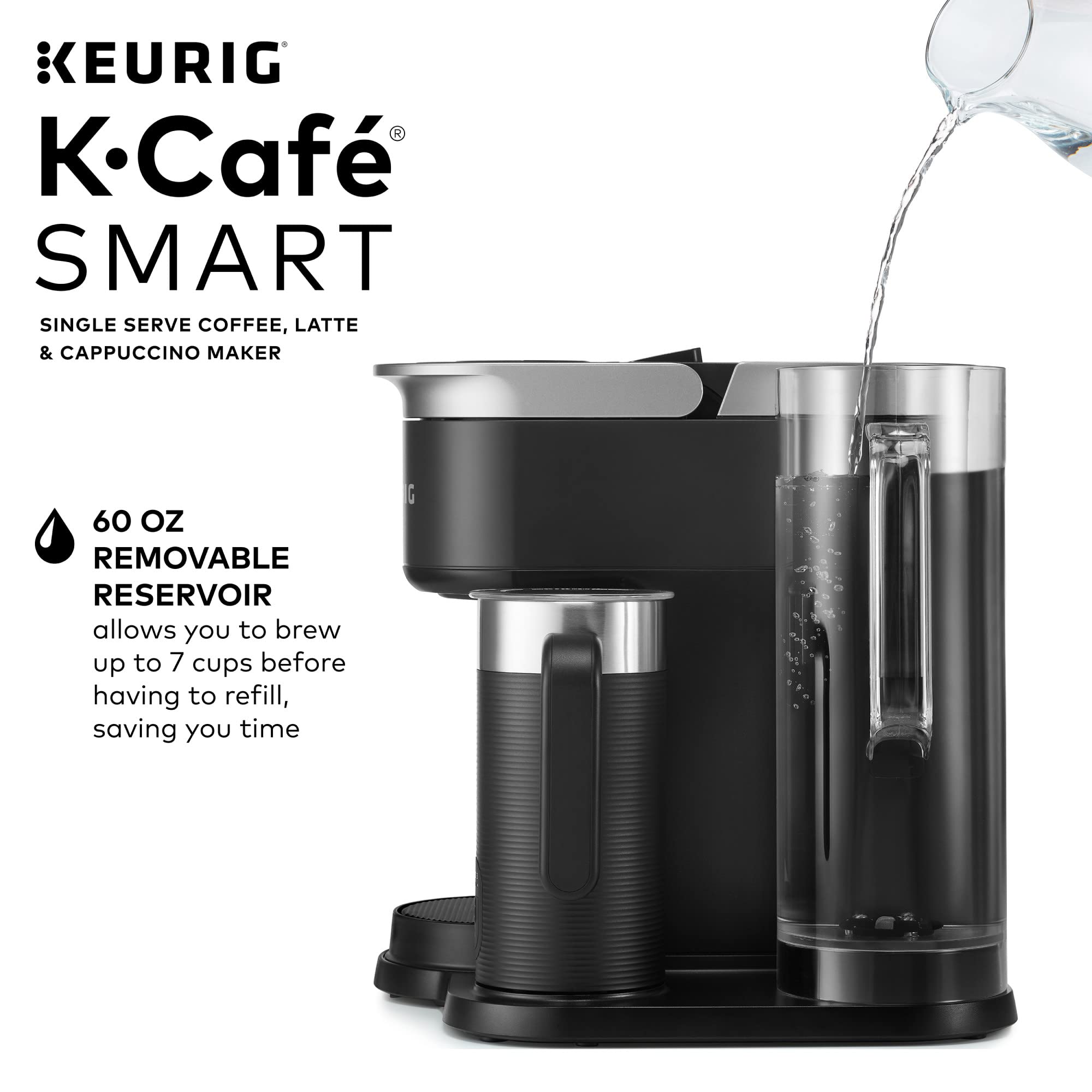 Keurig K-Cafe SMART Single Serve K-Cup Pod Coffee, Latte and Cappuccino Maker, Black