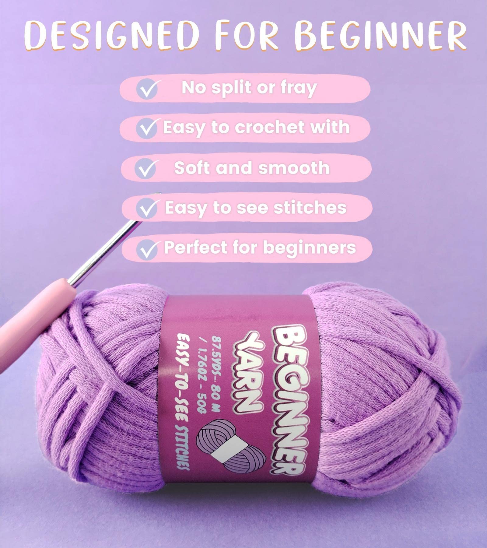 3 Pack Beginners Crochet Yarn, Hot Pink Cotton Yarn for Crocheting Knitting  Beginners, Easy-to-See Stitches, Chunky Thick Bulky Cotton Soft Yarn for