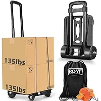 tomser Folding Hand Truck - 270 lbs Heavy Duty Dolly Cart for Moving Lightweight Utility Cart for Luggage Folding Cart with Wheels Collapsible Platform Cart for Travel Shopping Airport Office, Black