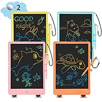 LCD Writing Tablet, 4 Pack 10 Inch Colorful Drawing Pad for Kids, Reusable Doodle Board with Erase Button (Blue&Orange&Pink&Yellow)