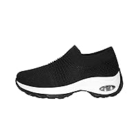 Ad Tec Women's Slip On Sock Sneakers Mesh Upper Walking Shoes | Breathable & Comfortable Air Cushion Casual Wedge Platform Loafers