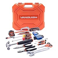 Vanquish 38-Pieces Tool Set for Home,Basic Essential Small Tool Kit Box for Apartment, Dorm, and Household with Blow Molded Storage Case (8001)