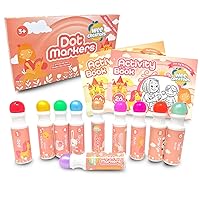 Washable Dot Markers for Kids with 2 Educational Activity Books | 10 Color Set (Girls)