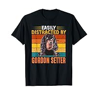 Easily Distracted by Gordon Setter Dog Retro Vintage T-Shirt
