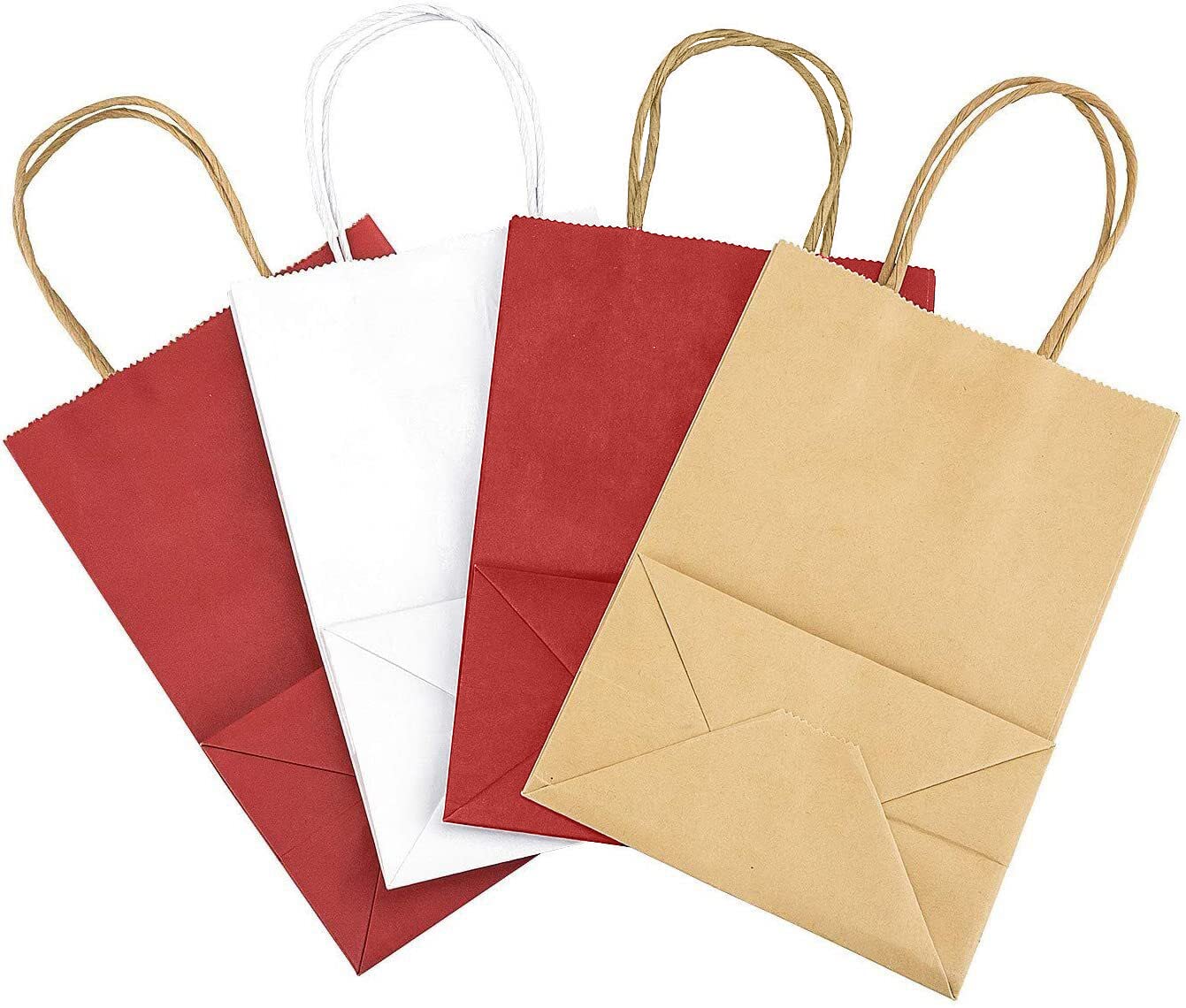 Elegant Supply Solid Print Holiday Gift Twisted Handles Kraft Paper Bags in Bulk, Multipurpose use, Suitable for Every Occasion, 10 X 5 X 13, Ruby Red