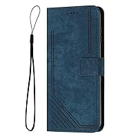 ONNAT-Magnetic Flip Purse Case for iPhone 15/15 Plus/15 Pro/15 Pro Max Embossed Texture PU Leather Cover Shell TPU Shockproof with Card Slots and Kickstand (Blue,15 Plus)