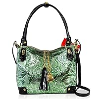 Large Hobo Slouchy Purse Tote Metallic Mint Julep Leather Bag Italian Designer Handbag