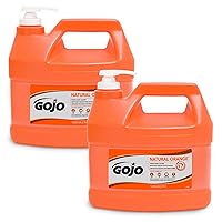 GOJO Natural* Orange Pumice Industrial Hand Cleaner, 1 Gallon Quick Acting Lotion Hand Cleaner with Pumice Pump Bottle (Pack of 2) - 0955-02