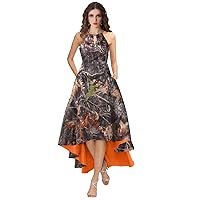 YINGJIABride Halter A-line High Low Camo Bridesmaid Dress Mother of The Bride Gowns