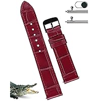 Slim Alligator Leather Watch Band Men Quick Release Flat Crocodile Replacement Wristwatch Unpadded Strap 18mm 19mm 20mm 21mm 22mm
